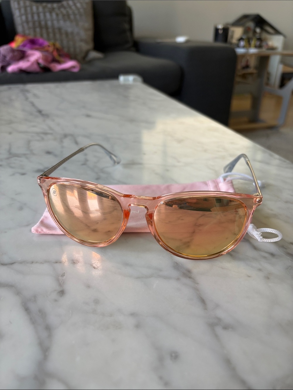 Blenders Peach Sunglasses with Rose Gold Lenses